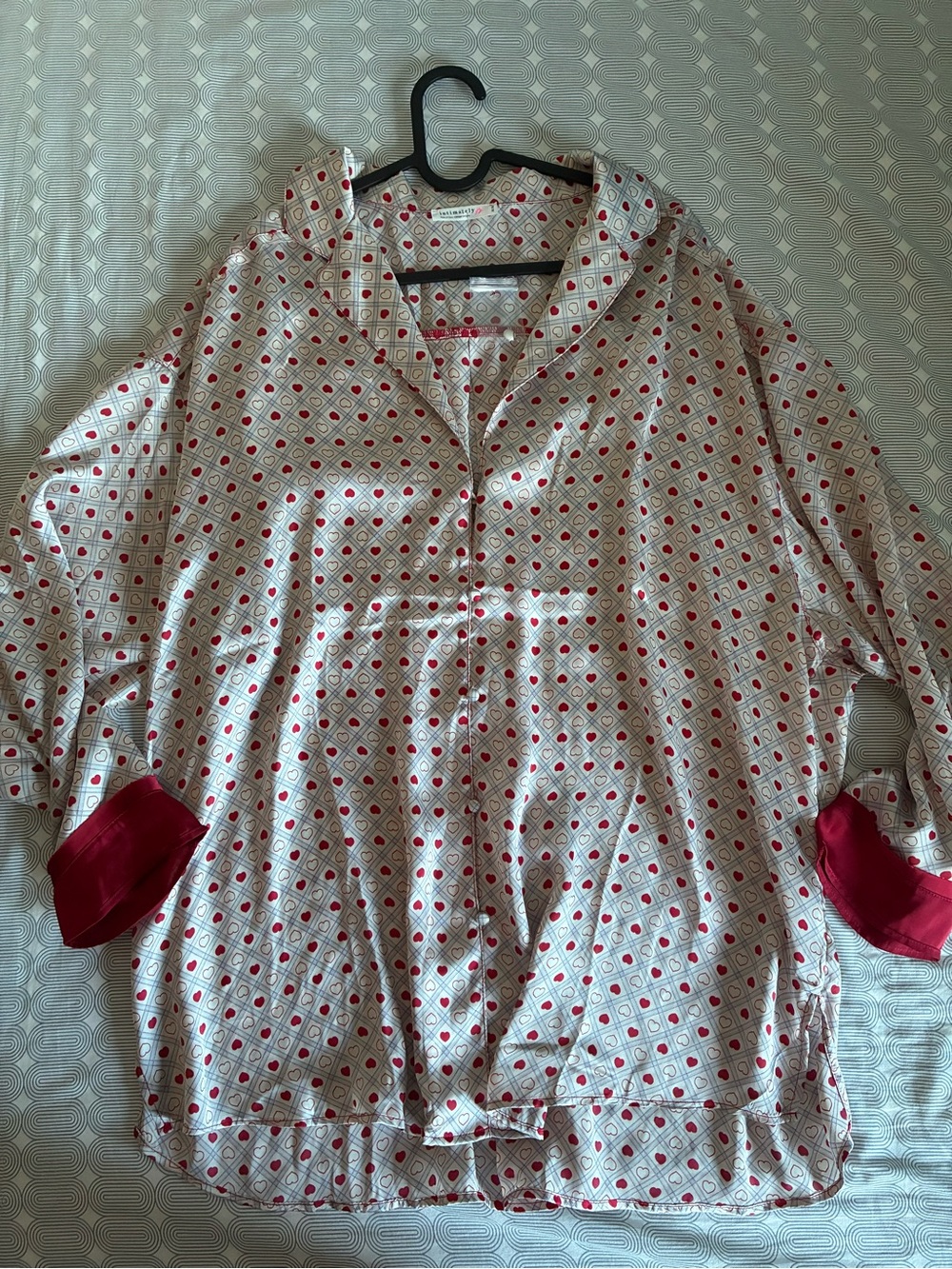 Free People White Blouse with Red Geometric Dot Print